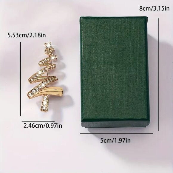 NWOT- Christmas tree brooch with gift box and combo display case. - Picture 3 of 5